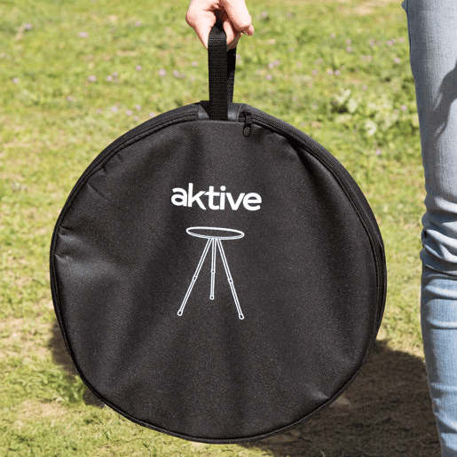 Aktive mesa de acampamento dobrável redonda preta, leve e compacta