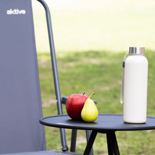 Aktive mesa de acampamento dobrável redonda preta, leve e compacta