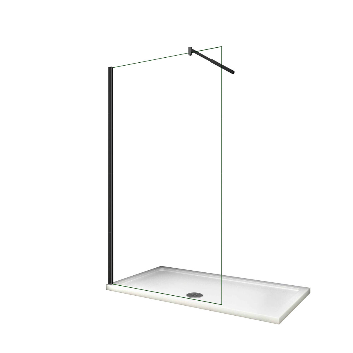 Mampara de ducha fija vidrio antical de 8mm con barra ajustable 70-120cm perfil negro mate tamaño (138-140)x200cm