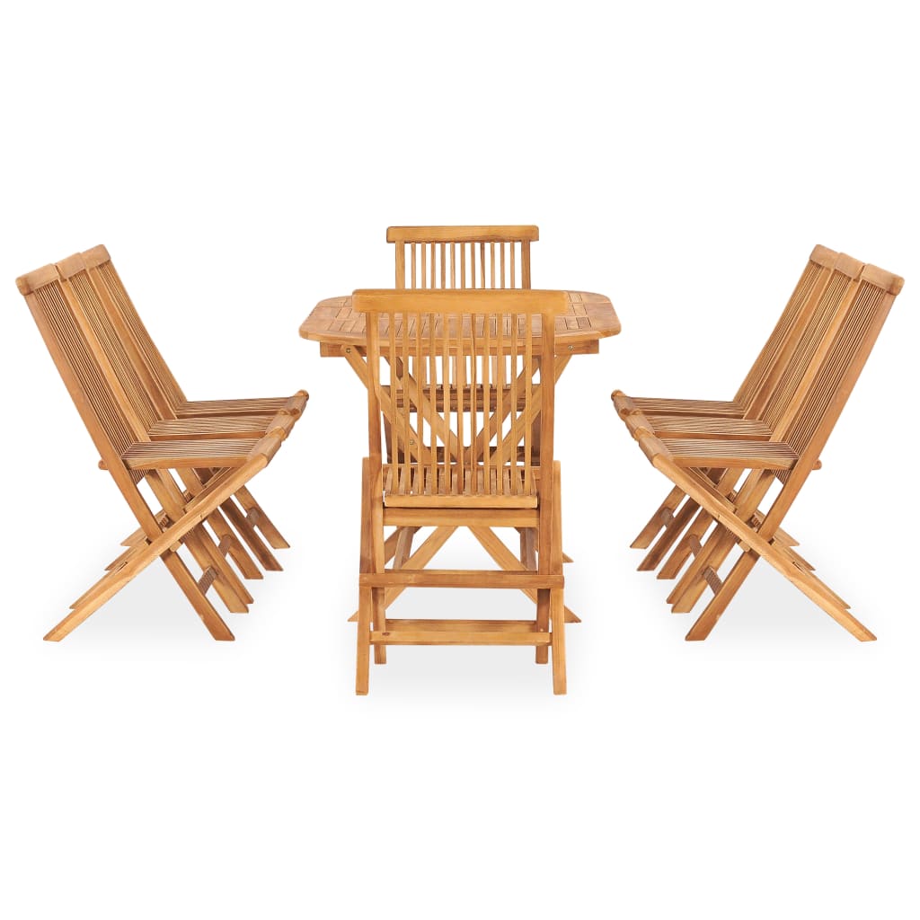 Set de comedor de jardín plegable 9 pzas madera maciza de teca