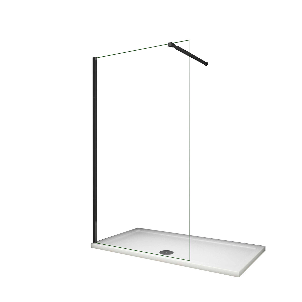 Mampara de ducha fija con película de seguridad a prueba de explosiones con barra ajustable 73-120cm perfil negro mate tamaño (98-100)x200cm