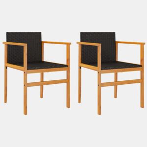vidaXL Cadeiras de jardim 2 pcs vime PEmadeira maciça preto