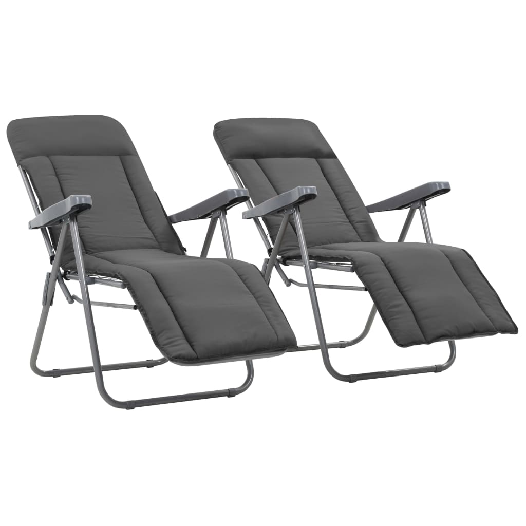 vidaxl sillas plegables de jardin con cojin 2 unidades gris