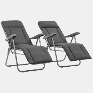vidaXL Cadeiras de jardim dobráveis com almofadões 2 pcs cinzento
