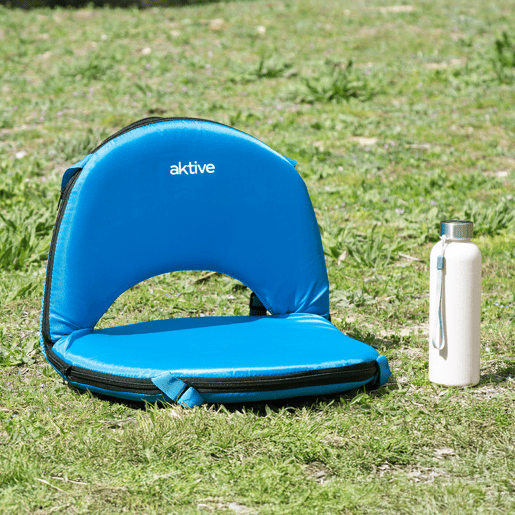 Aktive Assento dobrável azul com encosto ajustável