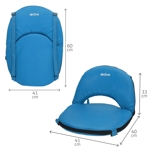 Aktive Assento dobrável azul com encosto ajustável