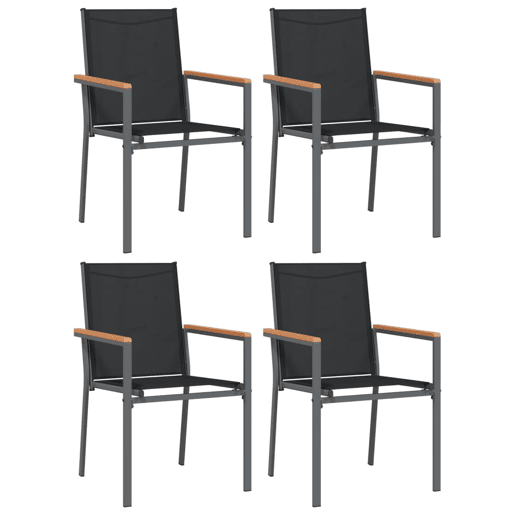 vidaXL Cadeiras de jardim 4 pcs 55x61,5x90 textilene e aço preto vidaXL Cadeiras de jardim 4 pcs 55x61,5x90 textilene e aço preto