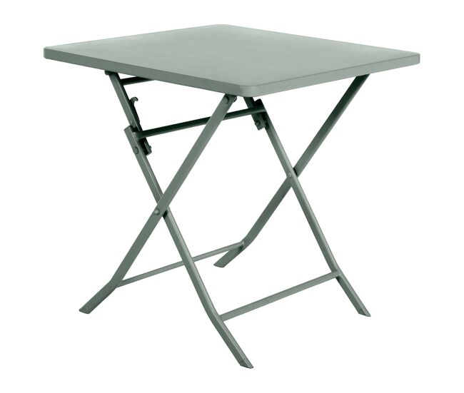 Mesa de exterior cuadrada greensboro 70 en acero color verde oliva para jardín, patio o terraza