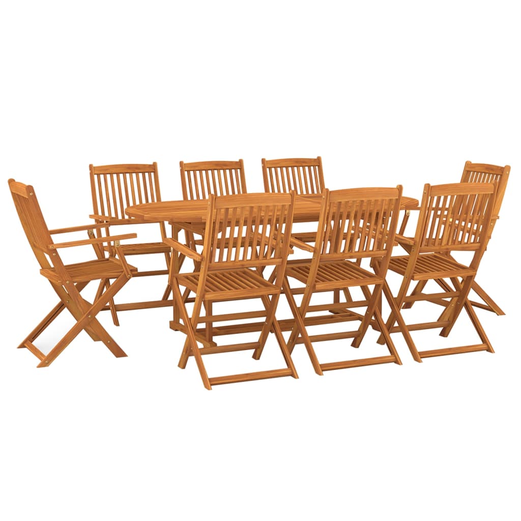 Set de comedor de jardín 9 piezas madera maciza de acacia