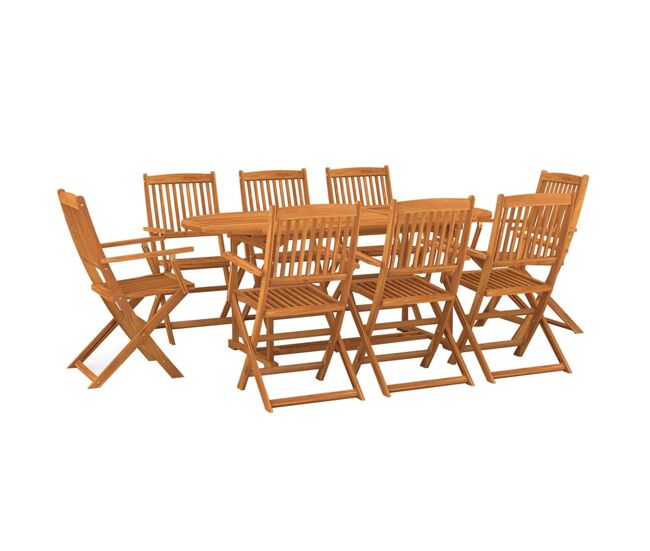 Set de comedor de jardín 9 piezas madera maciza de acacia