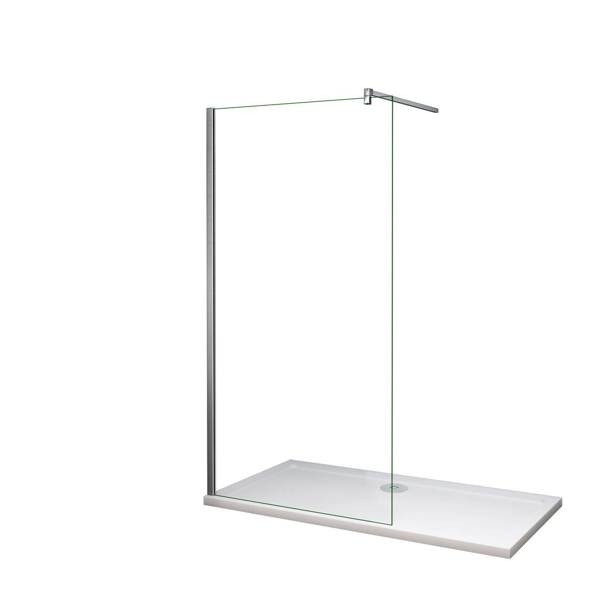 Mampara de ducha fija vidrio templado de 10mm con tratamiento antical con barra de 90cm perfil cromo (108-110)x200cm