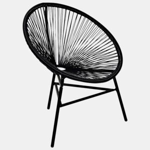 vidaXL Cadeira lua para jardim em vime PE preto