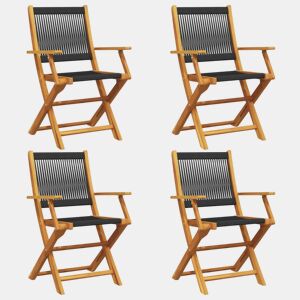 vidaXL Cadeiras de jardim dobráveis 4 pcs madeira acácia maciça preto
