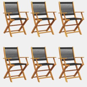 vidaXL Cadeiras de jardim dobráveis 6 pcs madeira acácia maciça preto