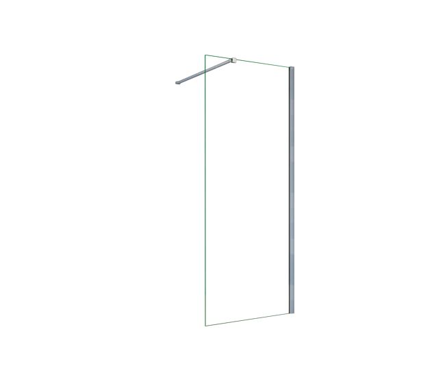 Mampara de ducha fija vidrio templado de 8mm con tratamiento antical con barra fija de 90cm perfil cromo (118-120)x190cm