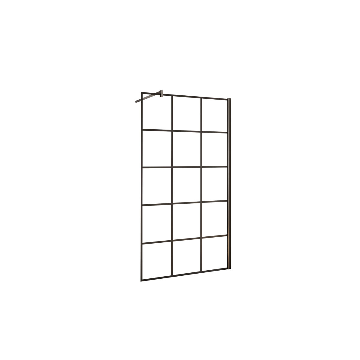 Mampara de ducha fija serigrafiada de celosía cuadrada vidrio antical 8mm con barra 140cm perfil negro mate (98-100)x200cm