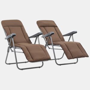 vidaXL Cadeiras de jardim dobráveis com almofadões 2 pcs castanho