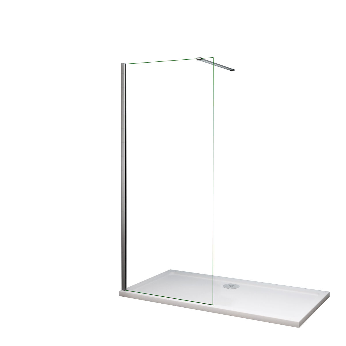 Mampara de ducha fija panel pantalla fija vidrio antical de 8mm con barra de 140cm tamaño (58-60)x200cm