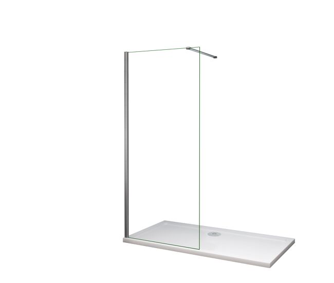 Mampara de ducha fija panel pantalla fija vidrio antical de 8mm con barra de 140cm tamaño (58-60)x200cm