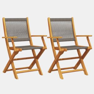 vidaXL Cadeiras de jardim 2 pcs acácia maciça e polipropileno cinzento