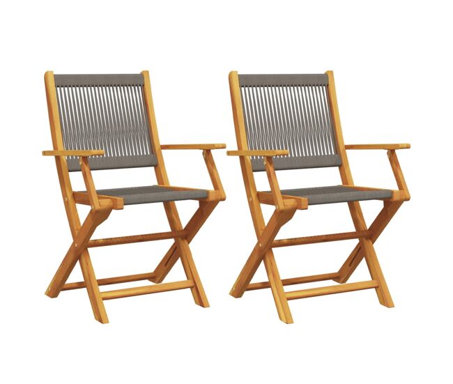 Vidaxl sillas de jardín 2 uds madera maciza acacia polipropileno gris