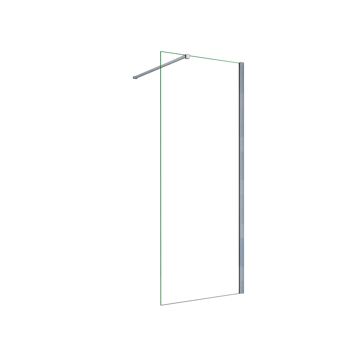 Mampara de ducha fija vidrio templado de 8mm con tratamiento antical con barra fija de 90cm perfil cromo (108-110)x190cm
