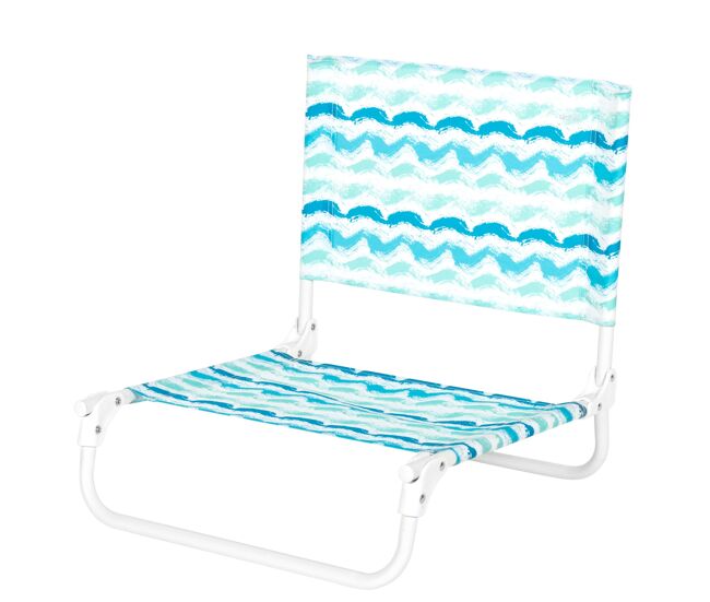 Aktive silla baja plegable de playa con estructura de acero y asiento de poliéster