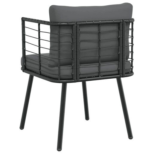 vidaXL Cadeira de jardim com almofadões vime PE preto