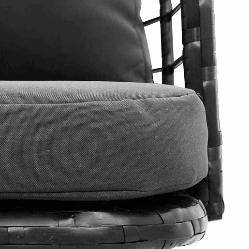 vidaXL Cadeira de jardim com almofadões vime PE preto