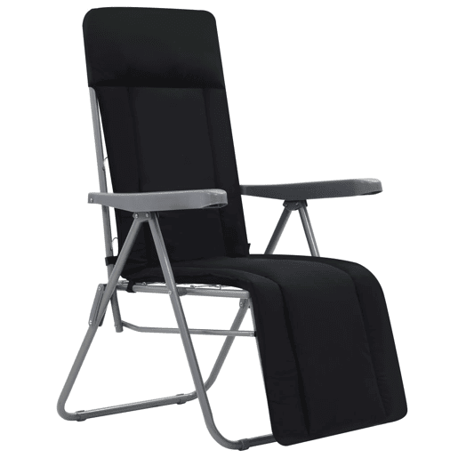 vidaXL Cadeiras de jardim dobráveis com almofadões 2 pcs preto