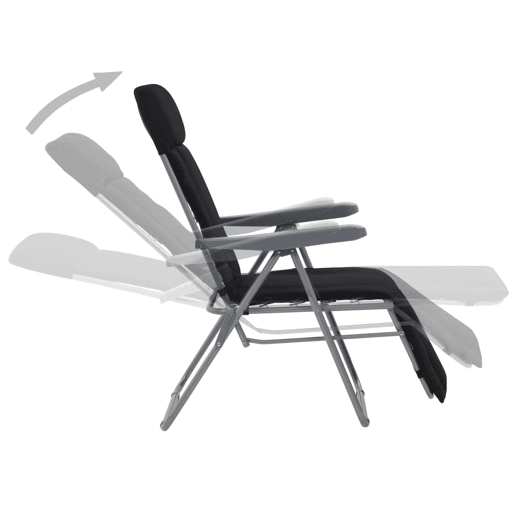 vidaXL Cadeiras de jardim dobráveis com almofadões 2 pcs preto