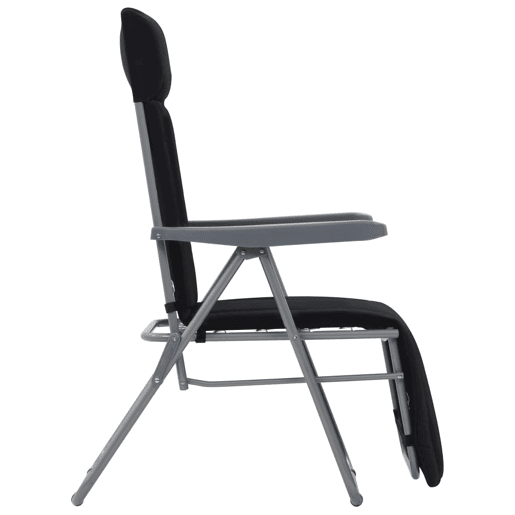 vidaXL Cadeiras de jardim dobráveis com almofadões 2 pcs preto
