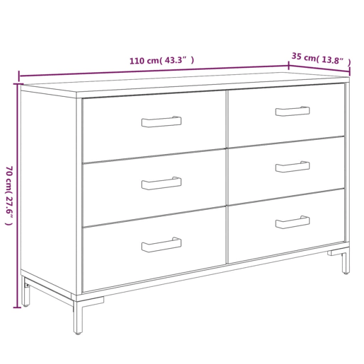vidaXL Aparador 110x35x70 cm pinho maciço castanho