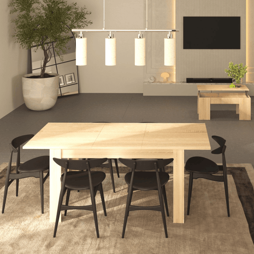 Pack mesa de jantar 140 e mesa de centro Vita Carvalho canadiano 140 x 78 x 90 cm
