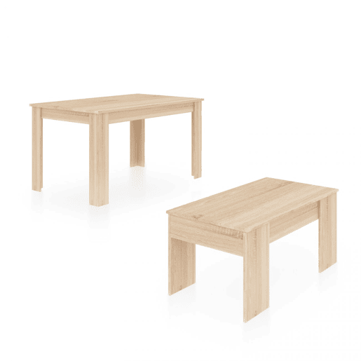 Pack mesa de jantar 140 e mesa de centro Vita Carvalho canadiano 140 x 78 x 90 cm