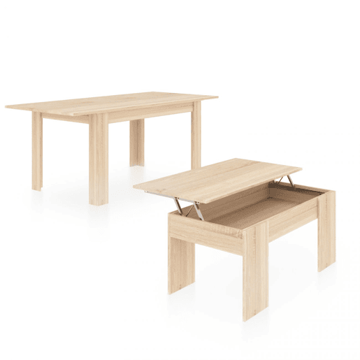 Pack mesa de jantar 140 e mesa de centro Vita Carvalho canadiano 140 x 78 x 90 cm