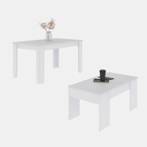 Pack mesa de jantar 140 e mesa de centro Vita Artik White (Branco mate) 140 x 78 x 90 cm
