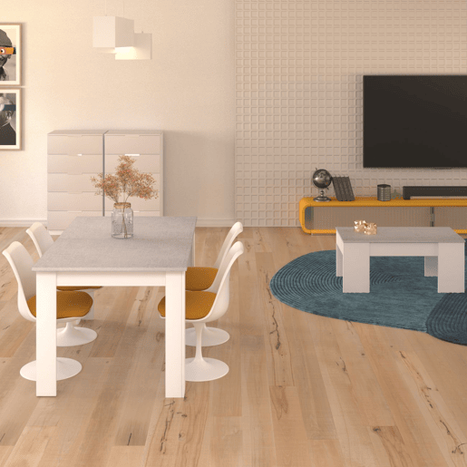 Pack mesa de jantar 140 e mesa de centro Vita Branco Artik (Branco mate) - Cinzento Cimento 140 x 78 x 90 cm