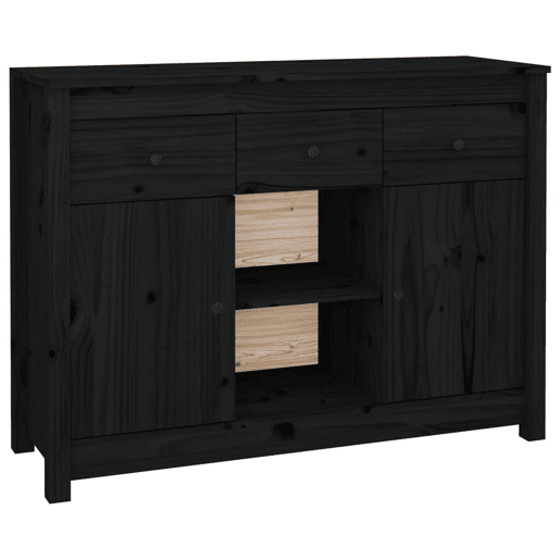 vidaXL Aparador100x35x74,5 cm madeira de pinho maciça preto