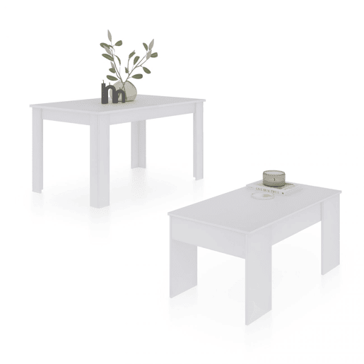 Conjunto de mesa de jantar 123 e mesa de centro Vita Artik White (Branco mate) 123 x 78 x 75 cm