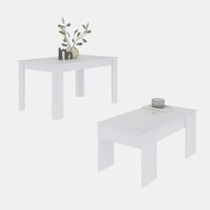 Conjunto de mesa de jantar 123 e mesa de centro Vita Artik White (Branco mate) 123 x 78 x 75 cm
