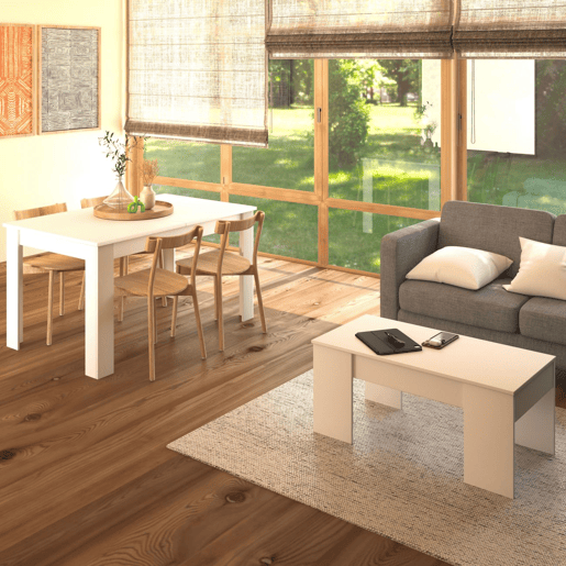 Conjunto de mesa de jantar 123 e mesa de centro Vita Artik White (Branco mate) 123 x 78 x 75 cm
