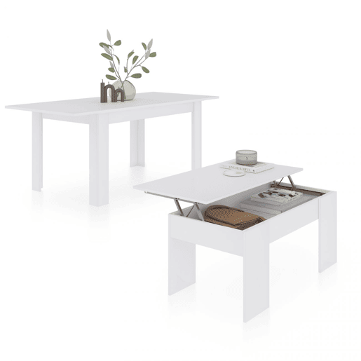Conjunto de mesa de jantar 123 e mesa de centro Vita Artik White (Branco mate) 123 x 78 x 75 cm