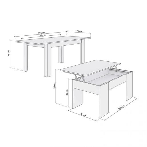 Conjunto de mesa de jantar 123 e mesa de centro Vita Artik White (Branco mate) 123 x 78 x 75 cm