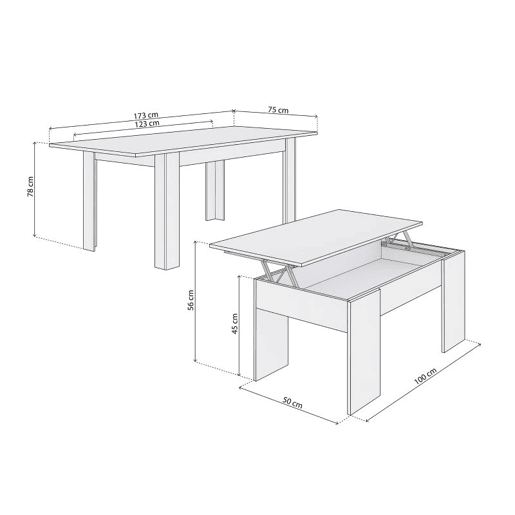 Conjunto de mesa de jantar 123 e mesa de centro Vita Artik White (Branco mate) 123 x 78 x 75 cm