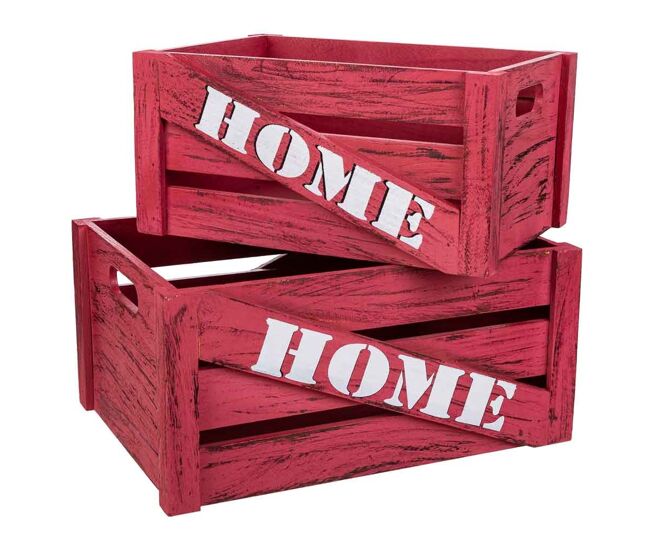 Cajones madera set 2 piezas 36x26x18 -31x21x16h cm