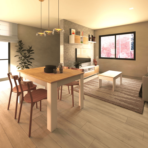 Conjunto de mesa de jantar 123 e mesa de centro Vita Artik White (Branco mate) - Carvalho canadiano 123 x 78 x 75 cm