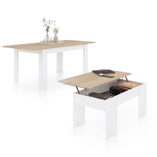 Conjunto de mesa de jantar 123 e mesa de centro Vita Artik White (Branco mate) - Carvalho canadiano 123 x 78 x 75 cm
