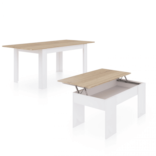 Conjunto de mesa de jantar 123 e mesa de centro Vita Artik White (Branco mate) - Carvalho canadiano 123 x 78 x 75 cm