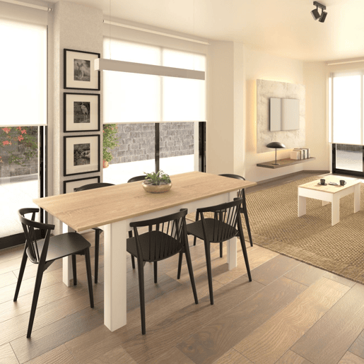 Pack mesa de jantar 140 e mesa de centro Vita Artik White (Branco mate) - Carvalho canadiano 140 x 78 x 90 cm